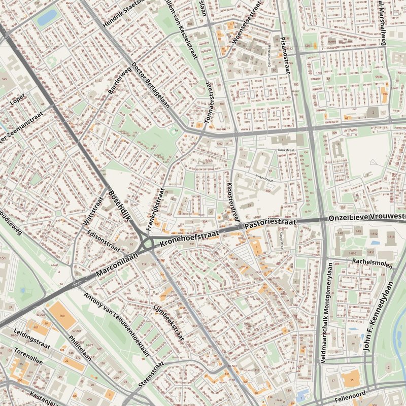 Eindhoven street map with house numbers — printable address map PDF, Netherlands