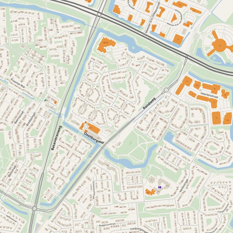Elst map with house numbers, hospitals, police and fire stations — printable PDF, Netherlands