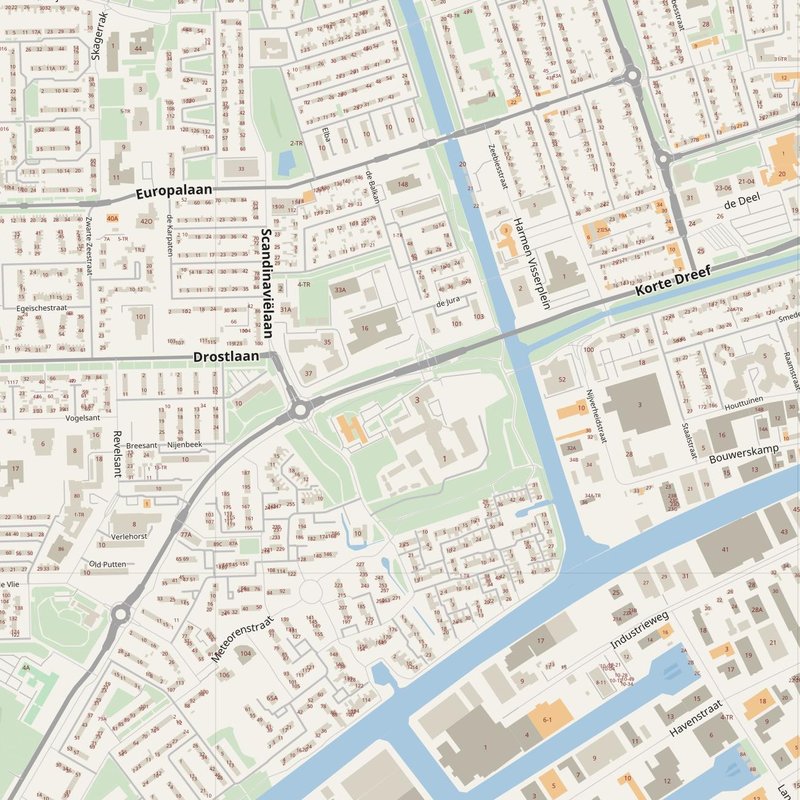Stratenkaart Emmeloord met huisnummers — printbare adreskaart PDF, Nederland