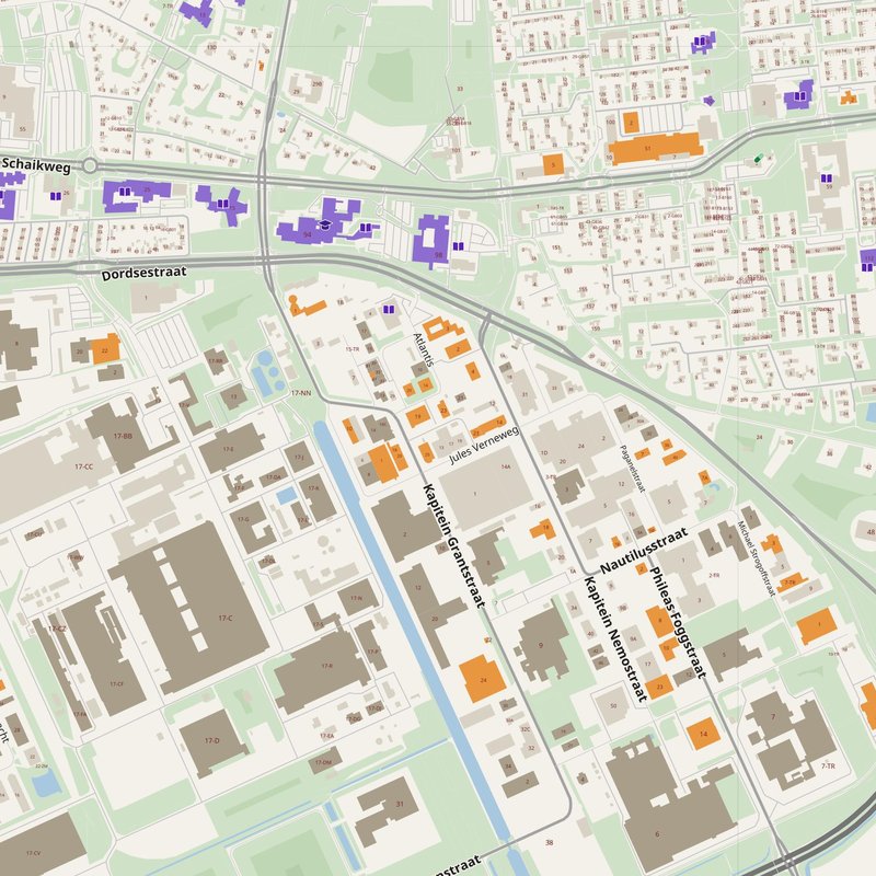 Emmen map with house numbers, hospitals, police and fire stations — printable PDF, Netherlands