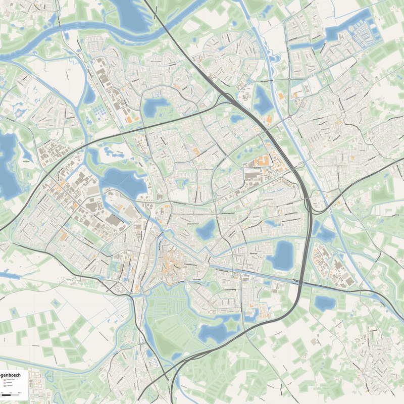 's-Hertogenbosch Map PDF — Printable Street Map Poster with House Numbers