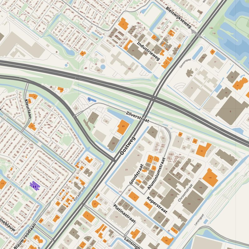 Zoetermeer map with house numbers, hospitals, police and fire stations — printable PDF, Netherlands
