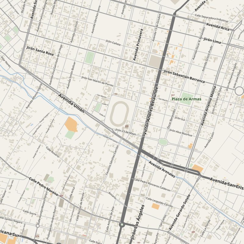 Chincha Alta street map with house numbers — printable address map PDF, Peru