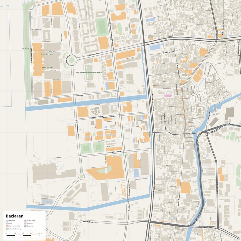 Baclaran Map PDF — Printable Street Map Poster with House Numbers