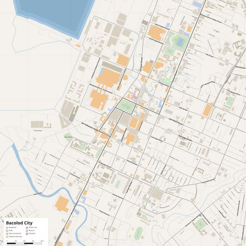 Bacolod City Map PDF — Printable Street Map Poster with House Numbers