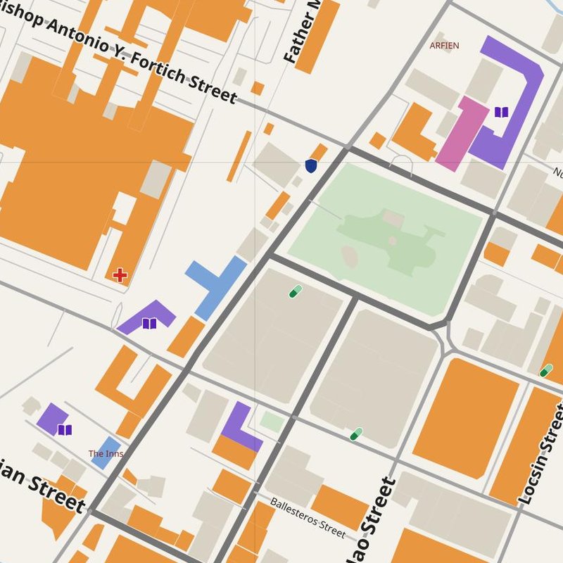 Bacolod City map with house numbers, hospitals, police and fire stations — printable PDF, Philippines