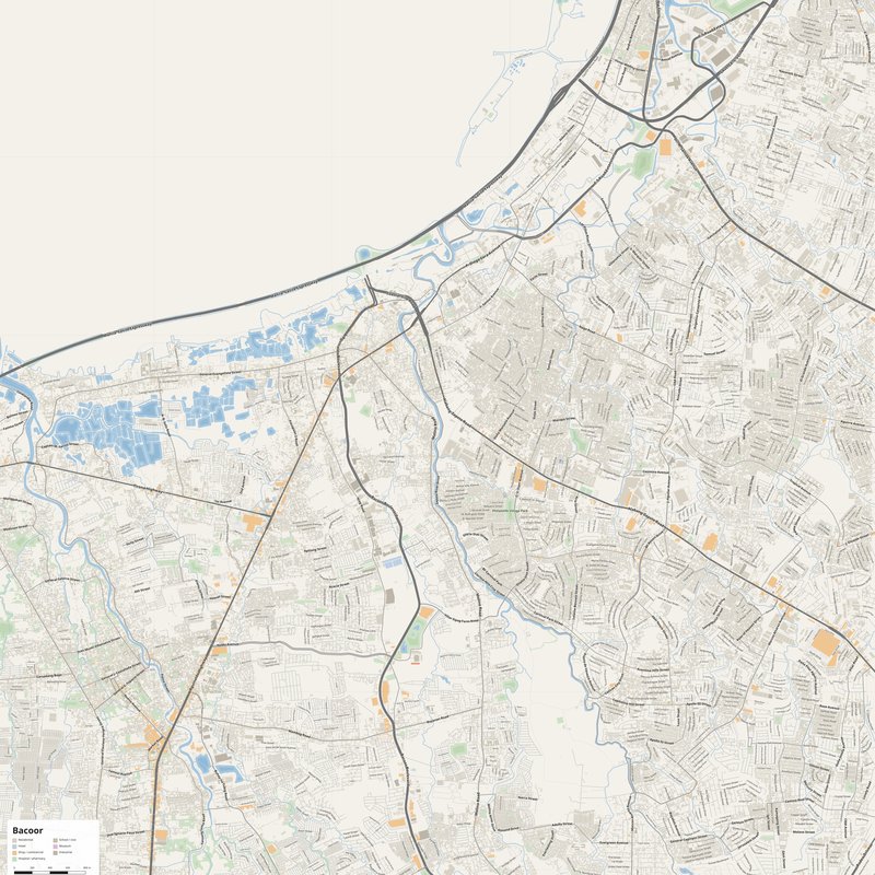 Bacoor Map PDF — Printable Street Map Poster with House Numbers
