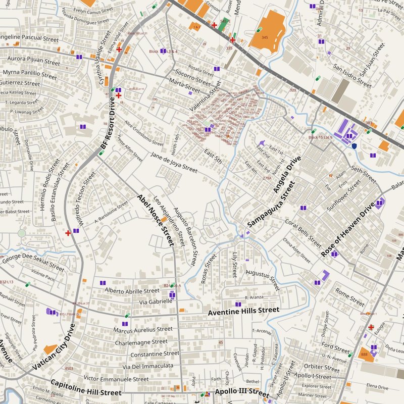 Bacoor map with house numbers, hospitals, police and fire stations — printable PDF, Philippines