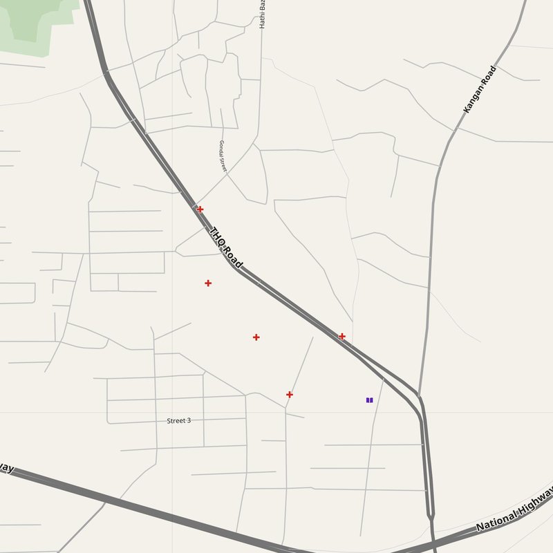Ahmadpur East map with house numbers, hospitals, police and fire stations — printable PDF, Pakistan