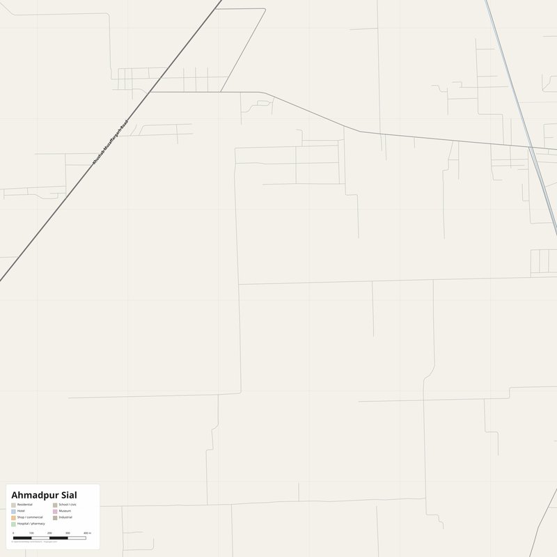 Ahmadpur Sial Map PDF — Printable Street Map Poster with House Numbers
