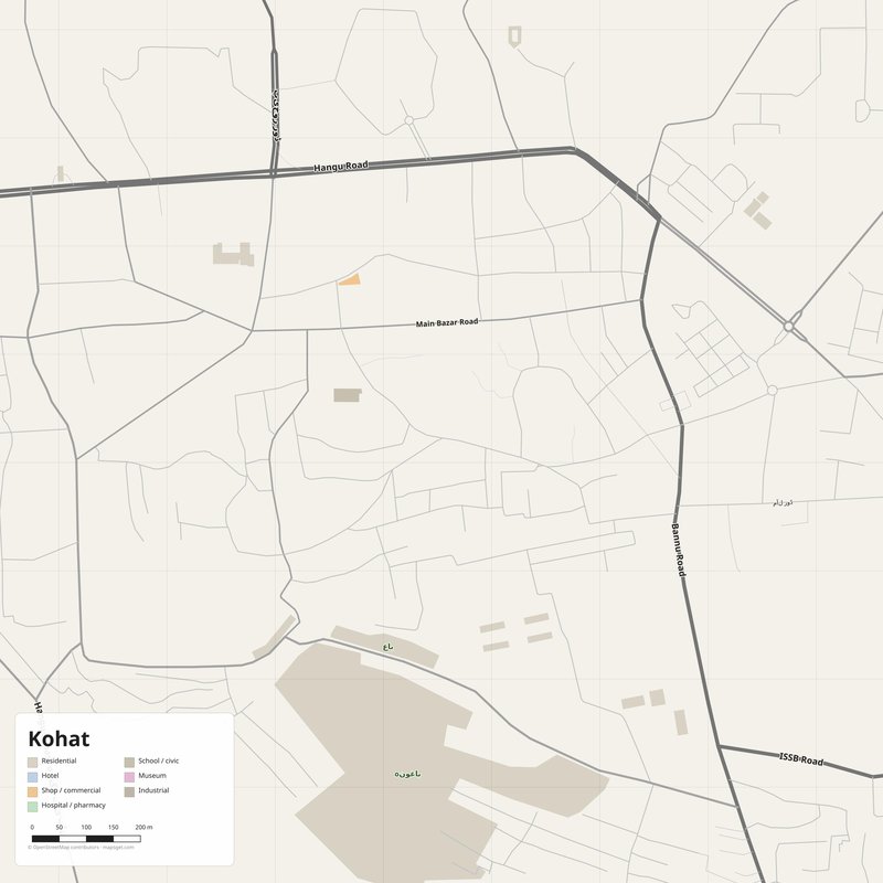 Kohat Map PDF — Printable Street Map Poster with House Numbers