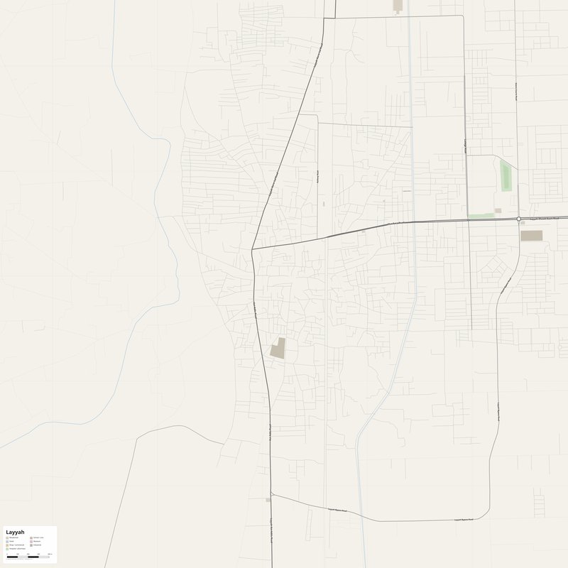 Layyah Map PDF — Printable Street Map Poster with House Numbers