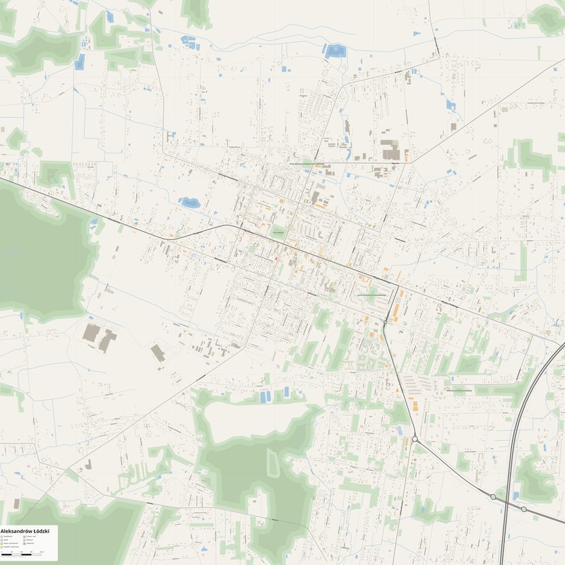 Aleksandrów Łódzki Map PDF — Printable Street Map Poster with House Numbers