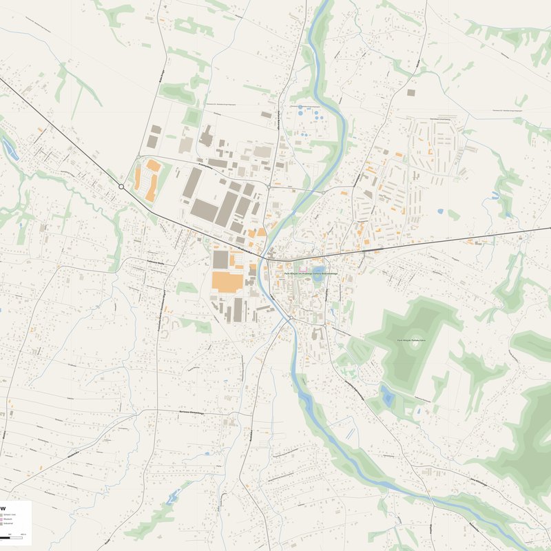 Andrychów Map PDF — Printable Street Map Poster with House Numbers
