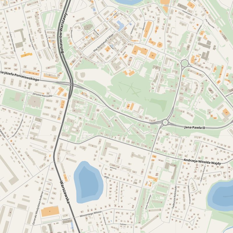 Bartoszyce street map with house numbers — printable address map PDF, Poland