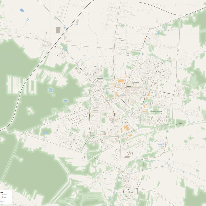 Bełchatów Map PDF — Printable Street Map Poster with House Numbers