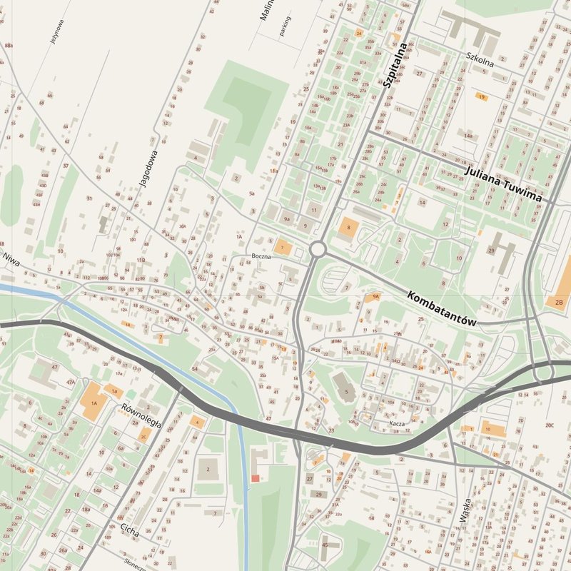 Będzin street map with house numbers — printable address map PDF, Poland