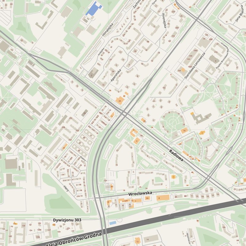 Bemowo street map with house numbers — printable address map PDF, Poland