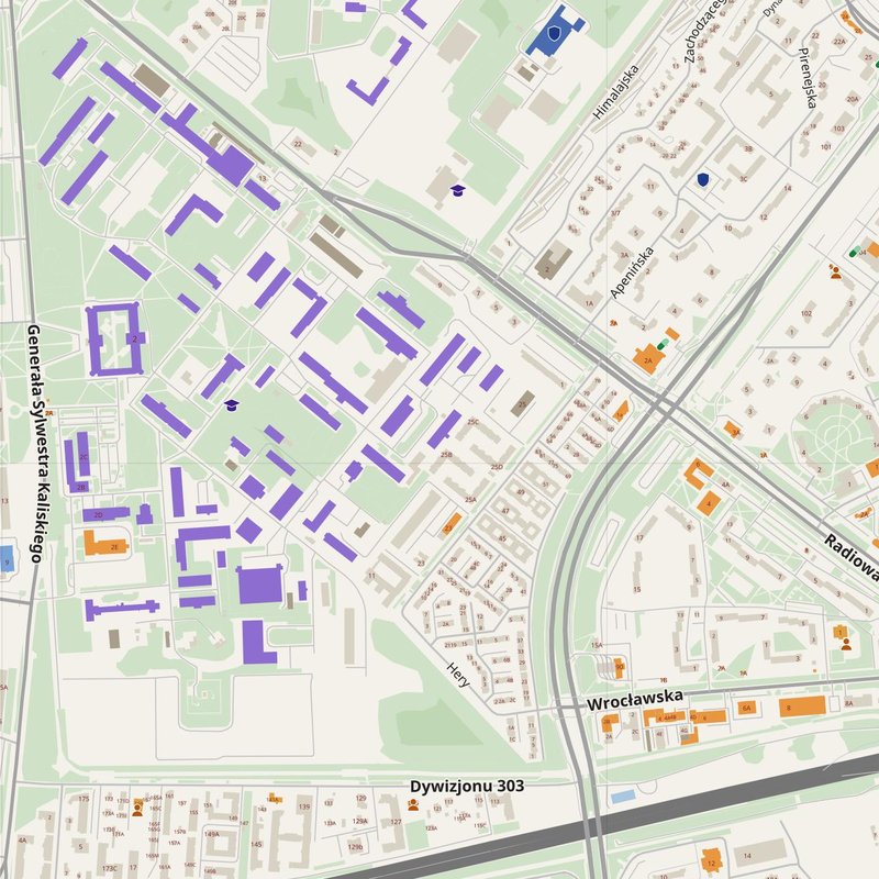 Bemowo map with house numbers, hospitals, police and fire stations — printable PDF, Poland
