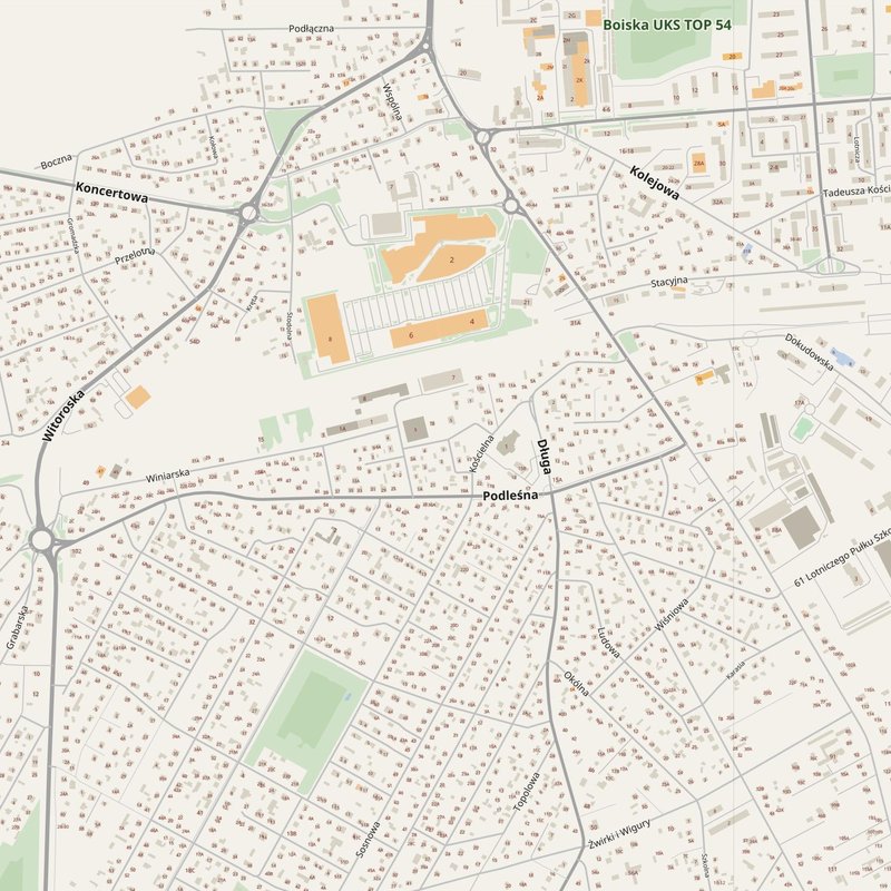 Biała Podlaska street map with house numbers — printable address map PDF, Poland