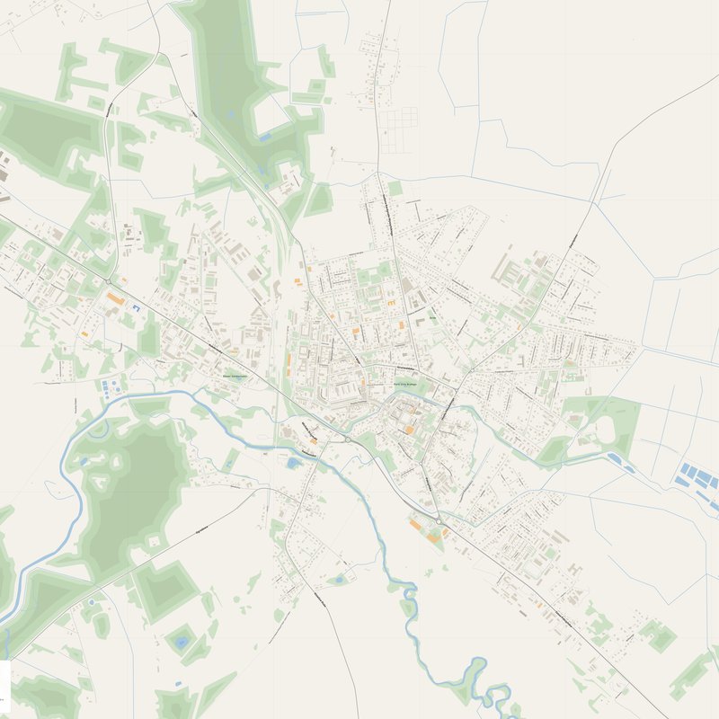 Białogard Map PDF — Printable Street Map Poster with House Numbers