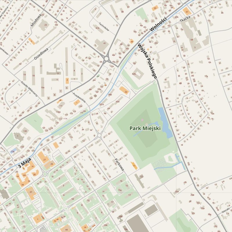 Bielawa street map with house numbers — printable address map PDF, Poland
