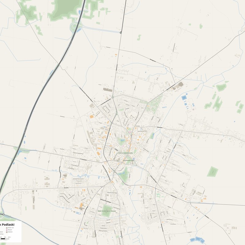 Bielsk Podlaski Map PDF — Printable Street Map Poster with House Numbers