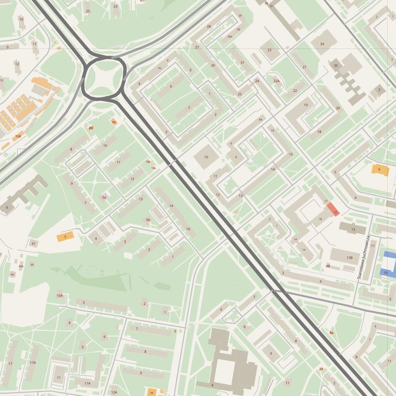 Bieńczyce street map with house numbers — printable address map PDF, Poland