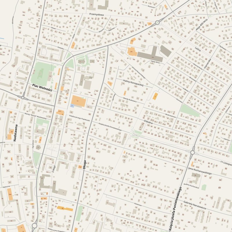 Biłgoraj street map with house numbers — printable address map PDF, Poland