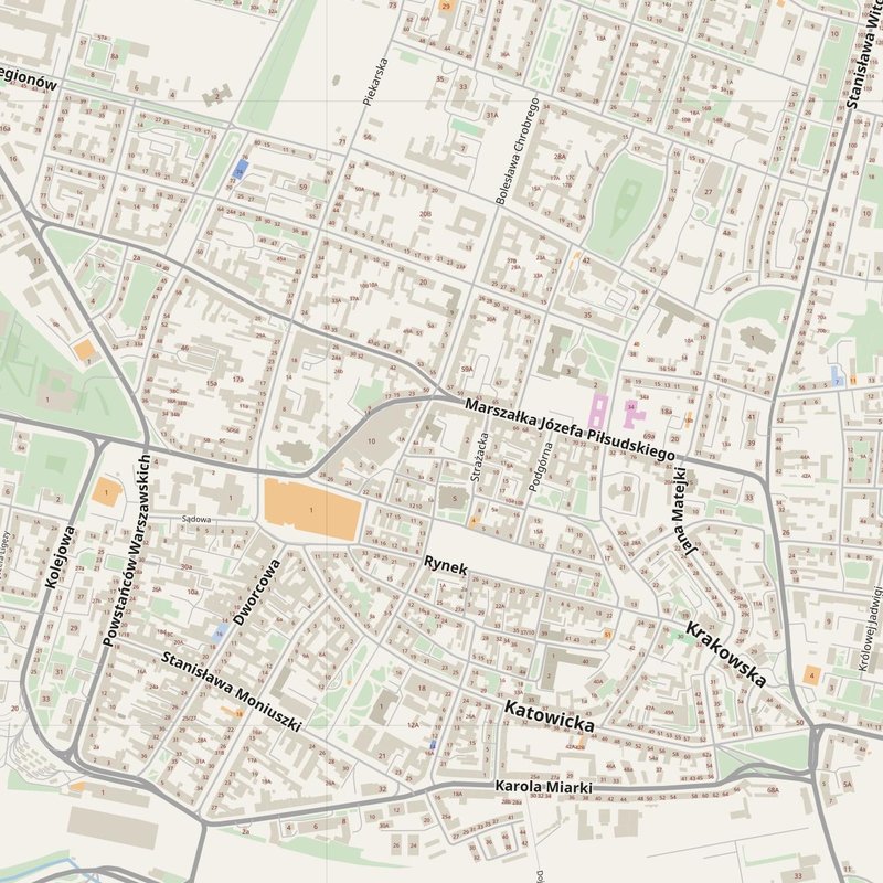 Bytom street map with house numbers — printable address map PDF, Poland