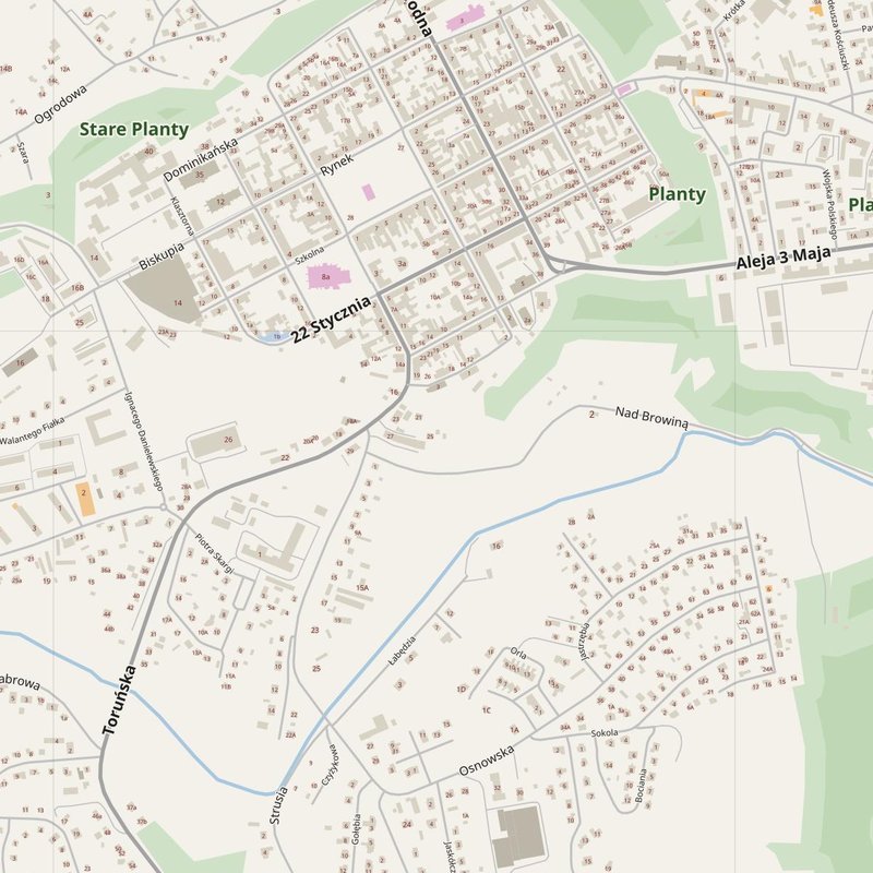 Chełmno street map with house numbers — printable address map PDF, Poland