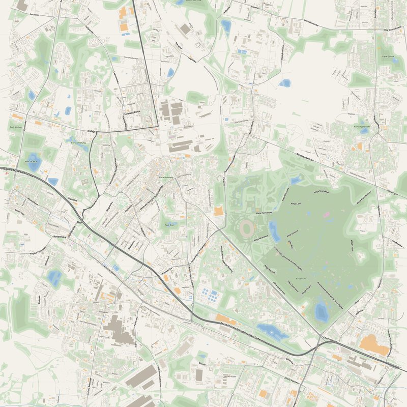 Chorzów Map PDF — Printable Street Map Poster with House Numbers