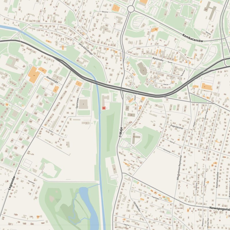 Czeladź street map with house numbers — printable address map PDF, Poland