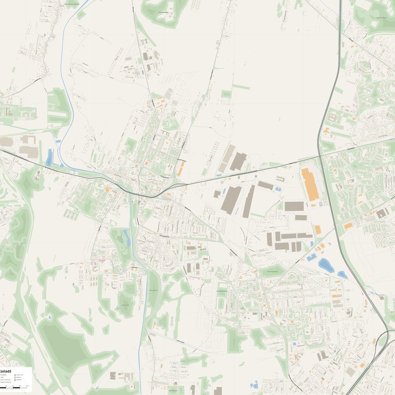 Czeladź Map PDF — Printable Street Map Poster with House Numbers