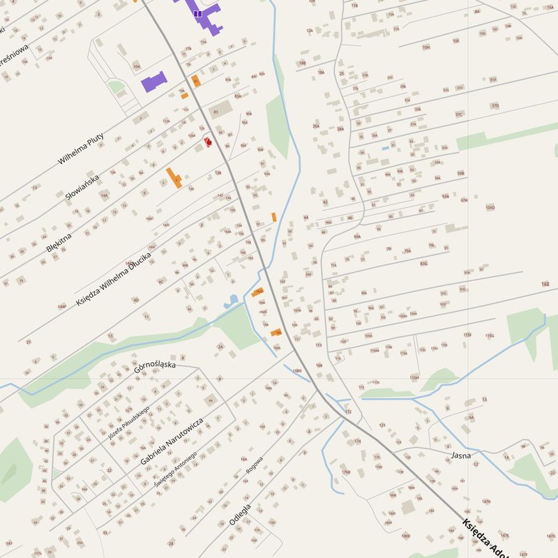 Czerwionka-Leszczyny map with house numbers, hospitals, police and fire stations — printable PDF, Poland