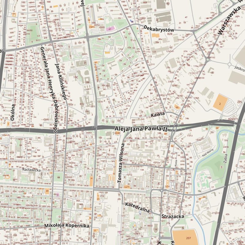 Częstochowa street map with house numbers — printable address map PDF, Poland