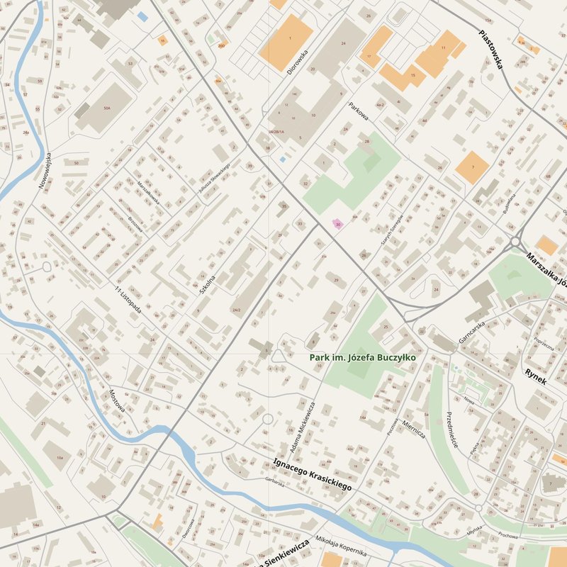 Dzierżoniów street map with house numbers — printable address map PDF, Poland