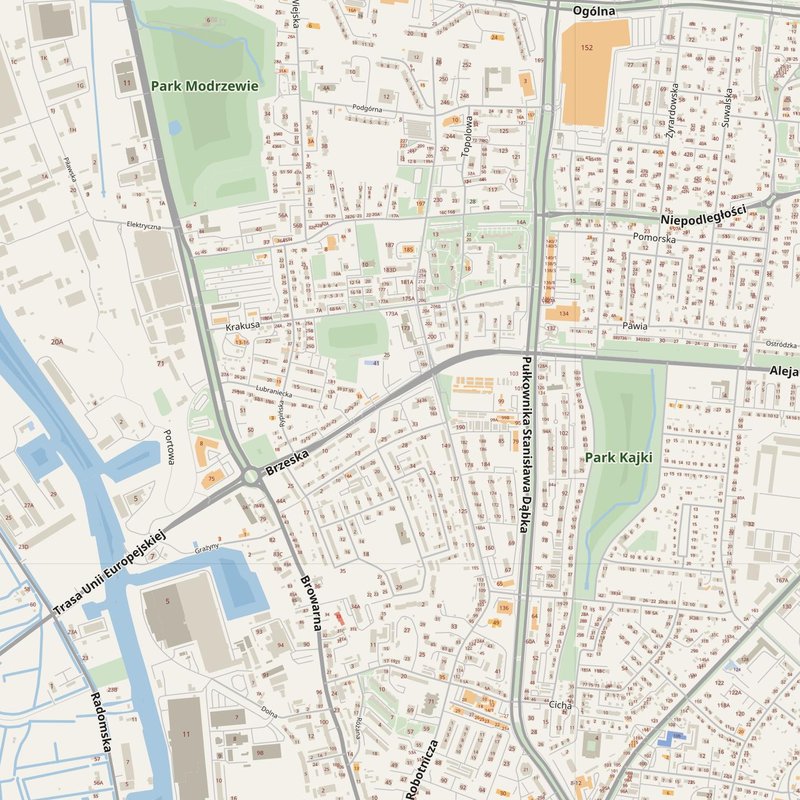 Elbląg street map with house numbers — printable address map PDF, Poland
