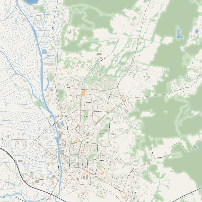 Elbląg Map PDF — Printable Street Map Poster with House Numbers