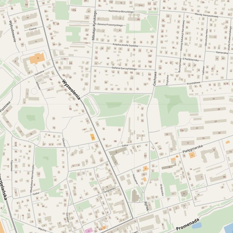 Fordon street map with house numbers — printable address map PDF, Poland