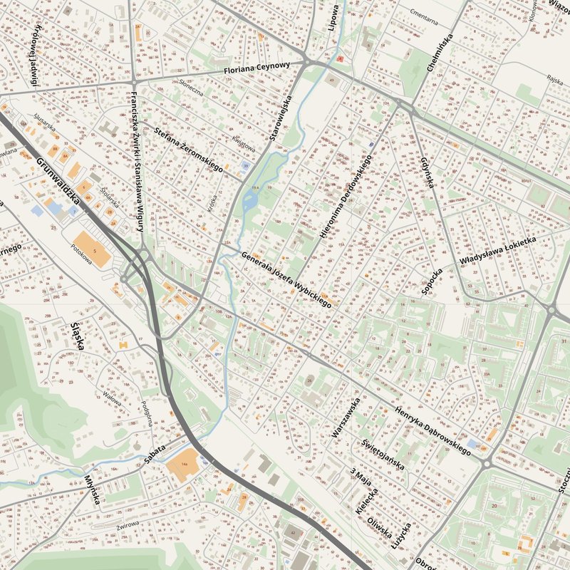 Gdynia street map with house numbers — printable address map PDF, Poland