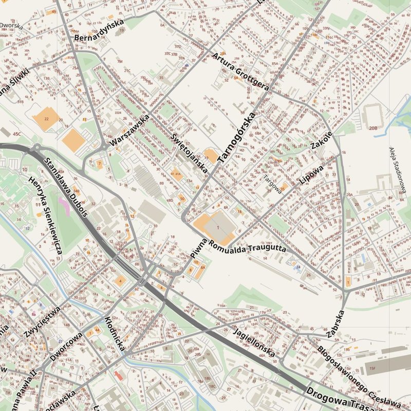 Gliwice street map with house numbers — printable address map PDF, Poland