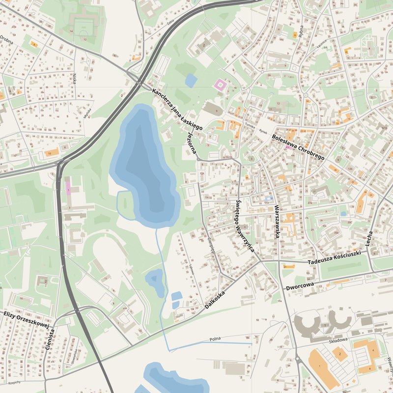 Gniezno street map with house numbers — printable address map PDF, Poland