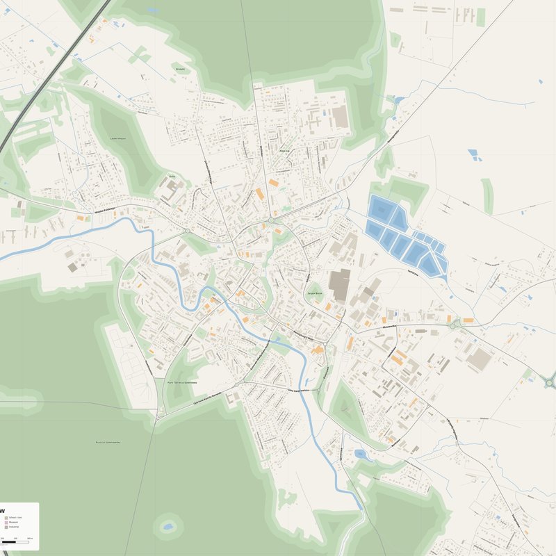 Goleniów Map PDF — Printable Street Map Poster with House Numbers