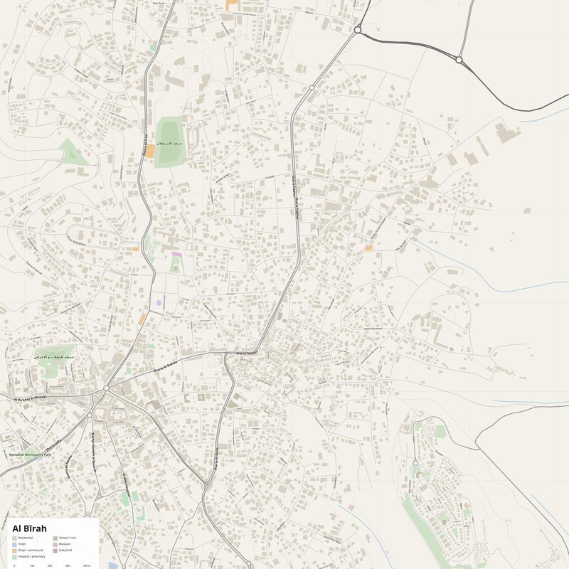 Al Bīrah Map PDF — Printable Street Map Poster with House Numbers