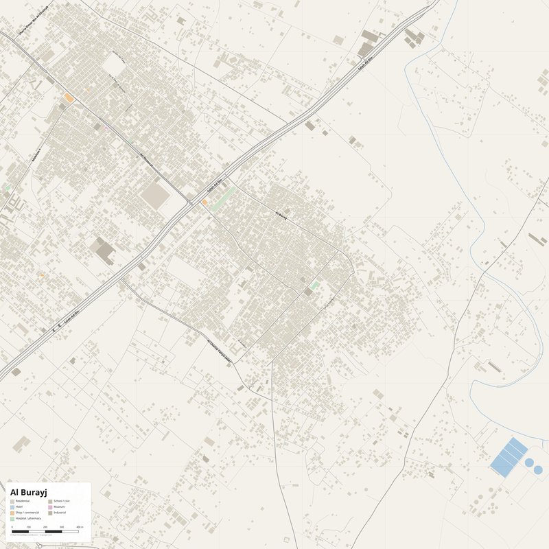Al Burayj Map PDF — Printable Street Map Poster with House Numbers