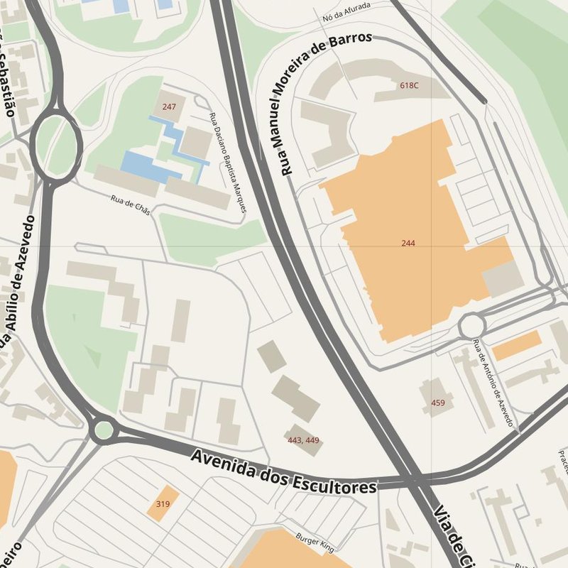 Planta de ruas de Afurada de Baixo com números de porta — mapa de endereços PDF imprimível, Portugal