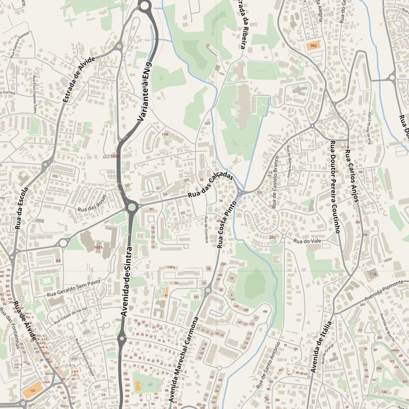 Alcabideche street map with house numbers — printable address map PDF, Portugal
