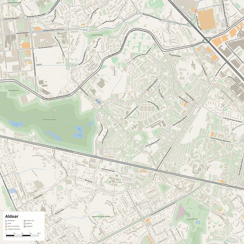 Aldoar Map PDF — Printable Street Map Poster with House Numbers