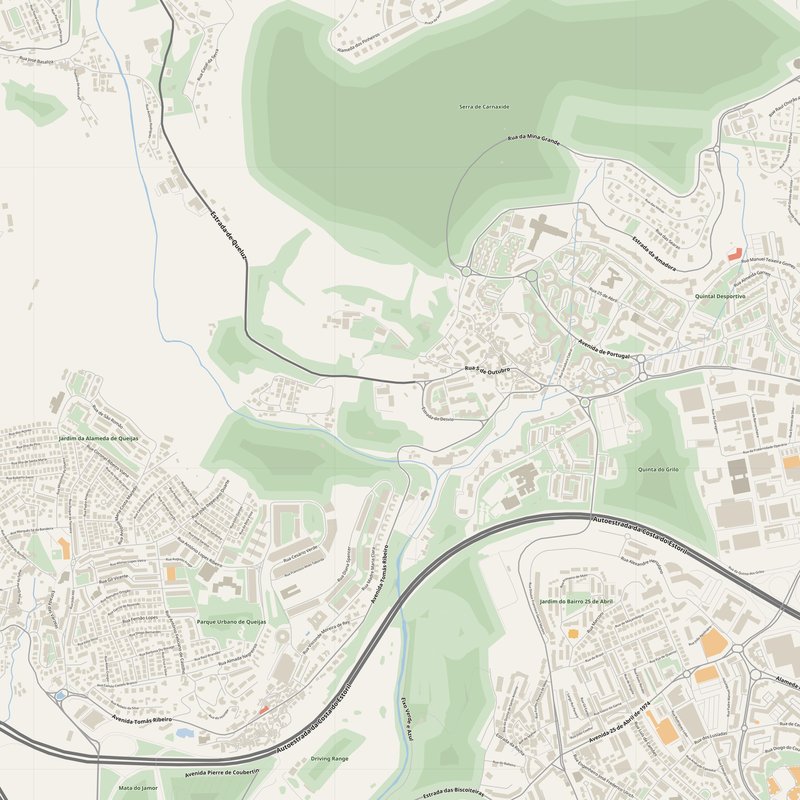 Mapa de Carnaxide PDF — planta de ruas imprimível com números de porta